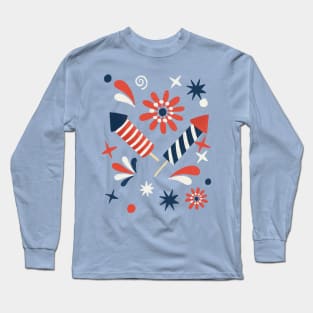 Red, white and blue fireworks Long Sleeve T-Shirt